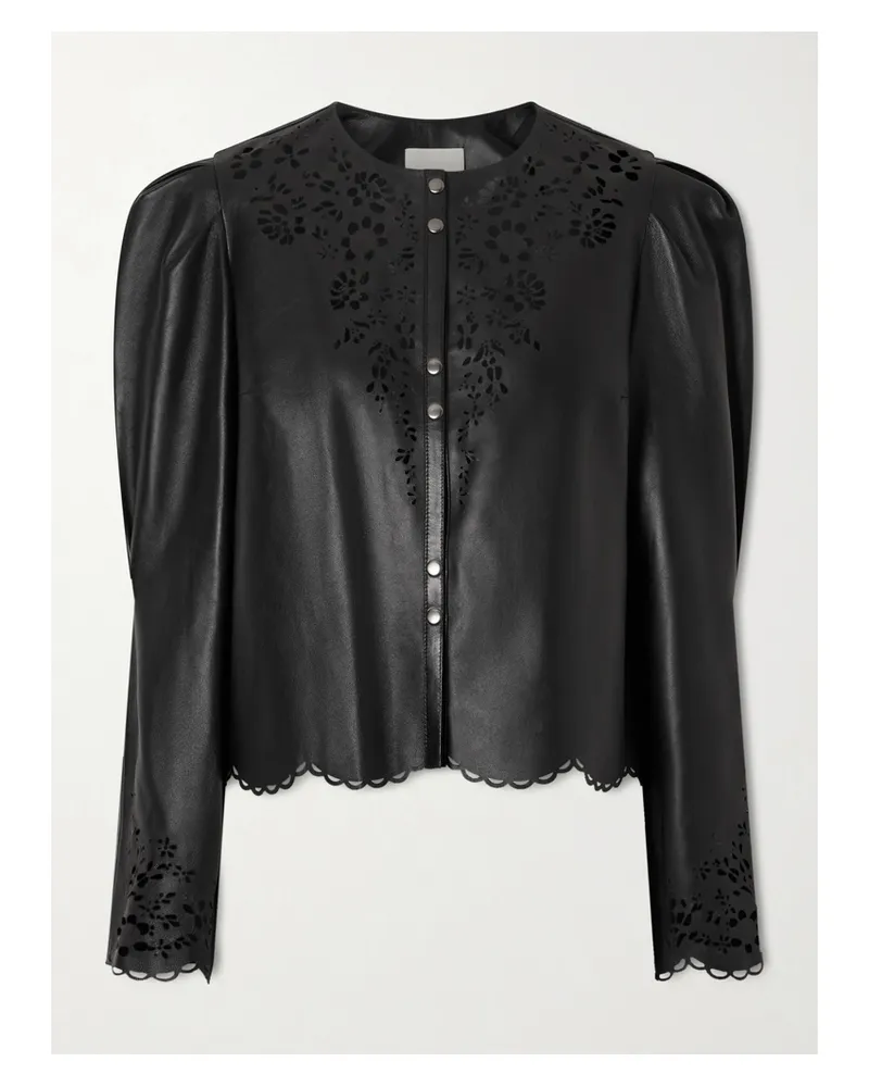 Isabel Marant Nerida Laser-cut Leather Jacket - Black Black