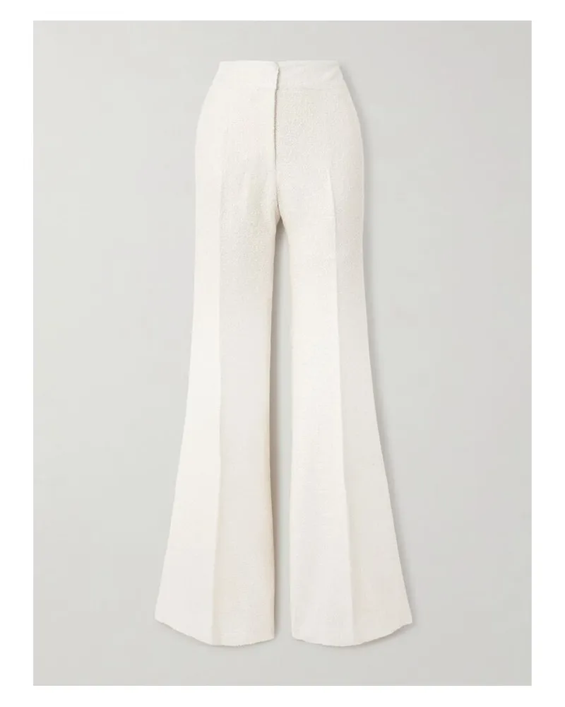 Gabriela Hearst Rhein Schlaghose Aus Seiden-bouclé - Elfenbein Elfenbein