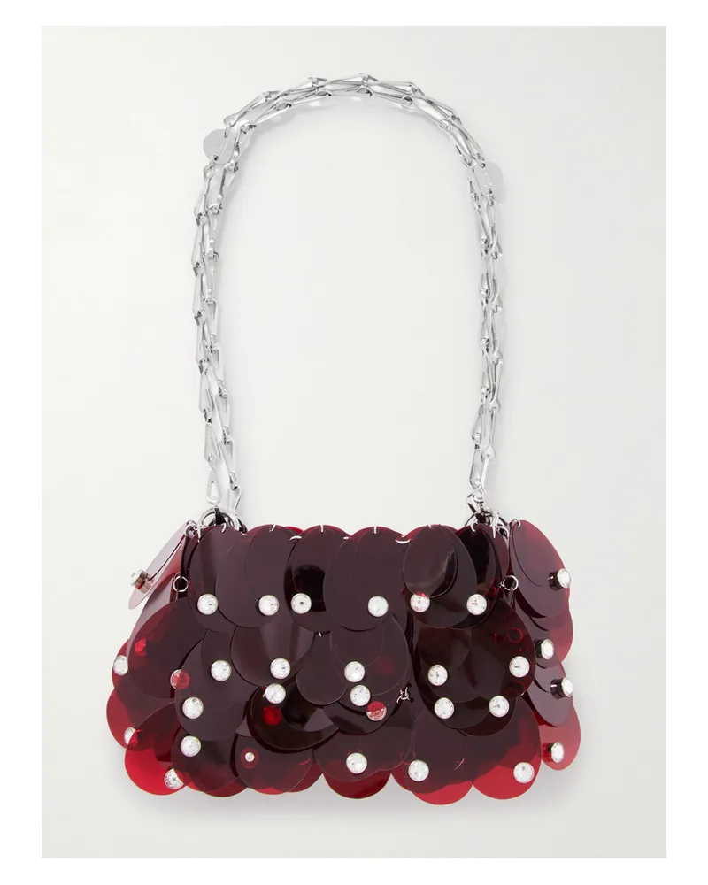 Paco Rabanne Embellished Chainmail Shoulder Bag - Burgundy Burgundy