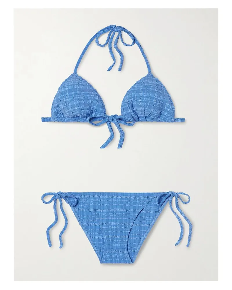 Lisa Marie Fernandez Triangel-bikini Aus Gestreiftem Seersucker - Blau Blau