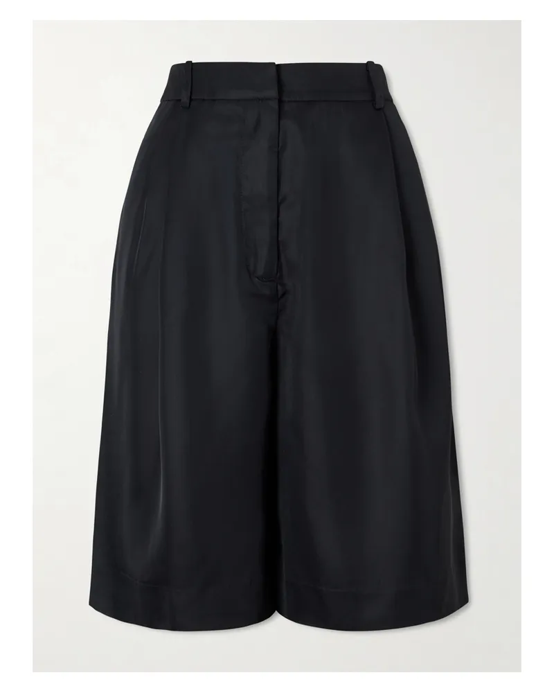 FRANKIE Shop Marfa Bermudashorts Aus Twill Mit Falten - Schwarz Schwarz