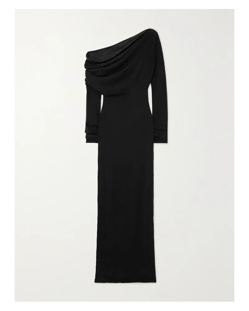 Christopher Esber Radial Wave Asymmetrisches Maxikleid Aus Wolle - Schwarz Schwarz