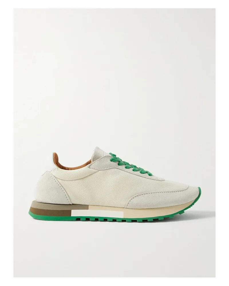The Row Owen Sneakers Aus Veloursleder Und Mesh In Colour-block-optik - Elfenbein Elfenbein