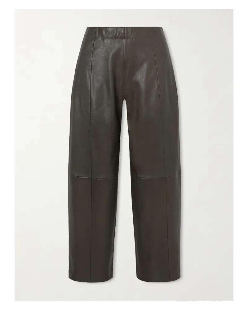 Stouls Bugsy Paneled Leather Tapered Pants - Brown Brown