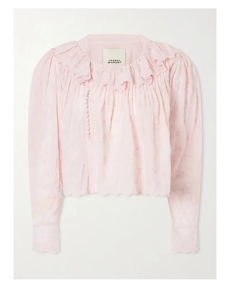 Isabel Marant Zelly Embroidered Cotton And Silk-blend Blouse - Pink Pink