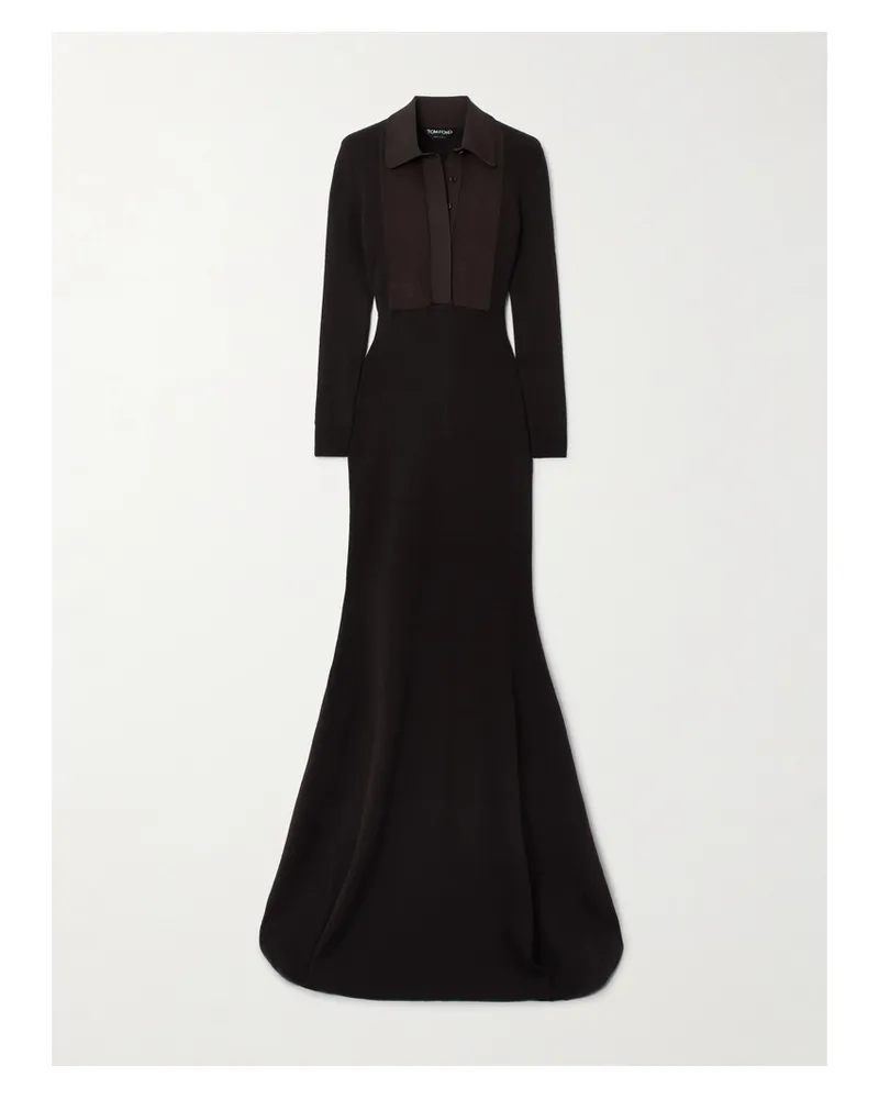 Tom Ford Robe Aus Einer Gerippten Wollmischung Mit Polokragen - Braun Braun