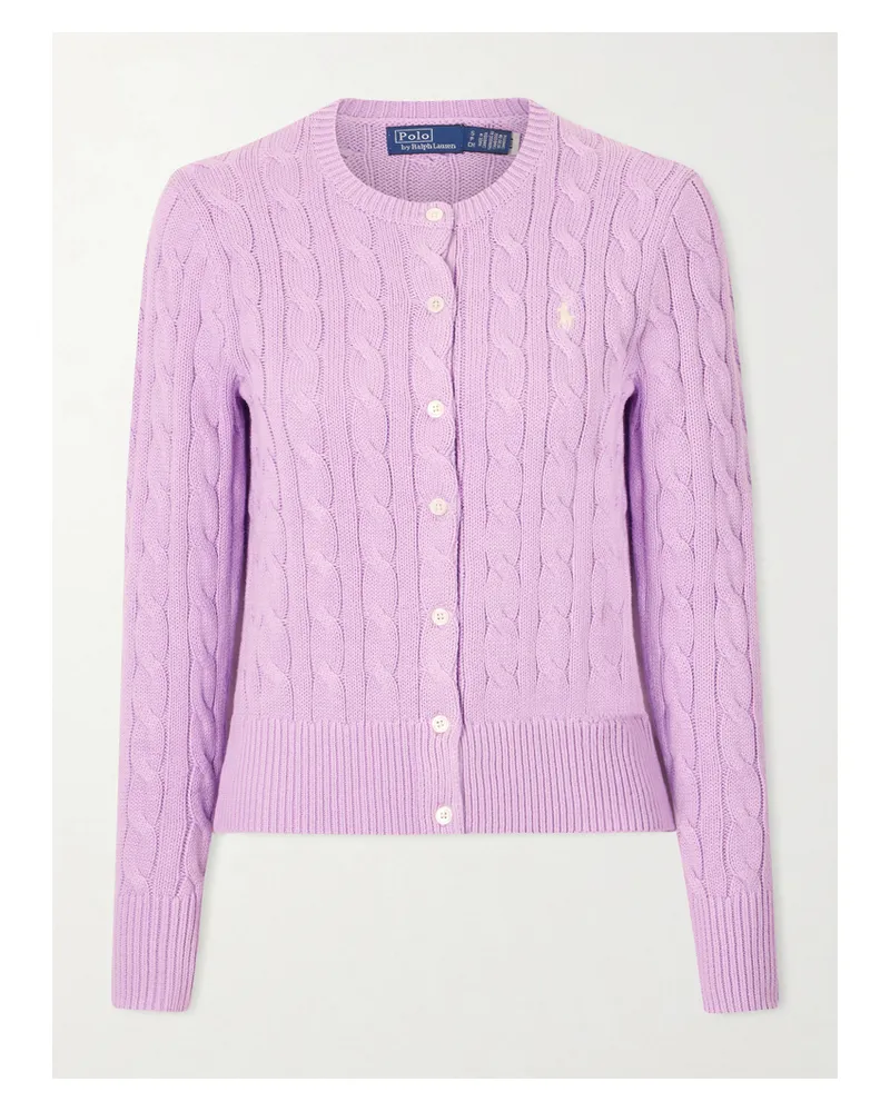 Ralph Lauren Cardigan Aus Baumwolle In Zopfstrick Mit Stickerei - Lila Lila