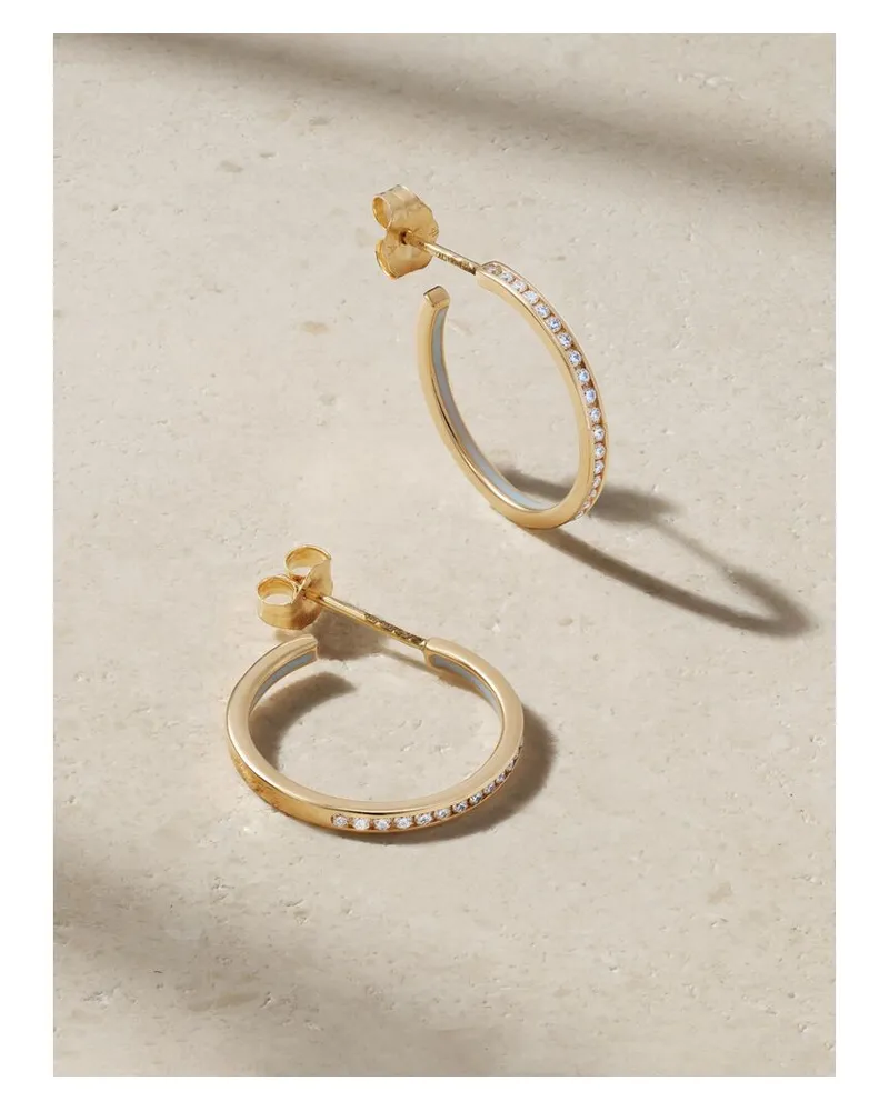 Alison Lou Small Linear Creolen Aus 14 Karat Gold Mit Diamanten Und Emaille - Blau Blau