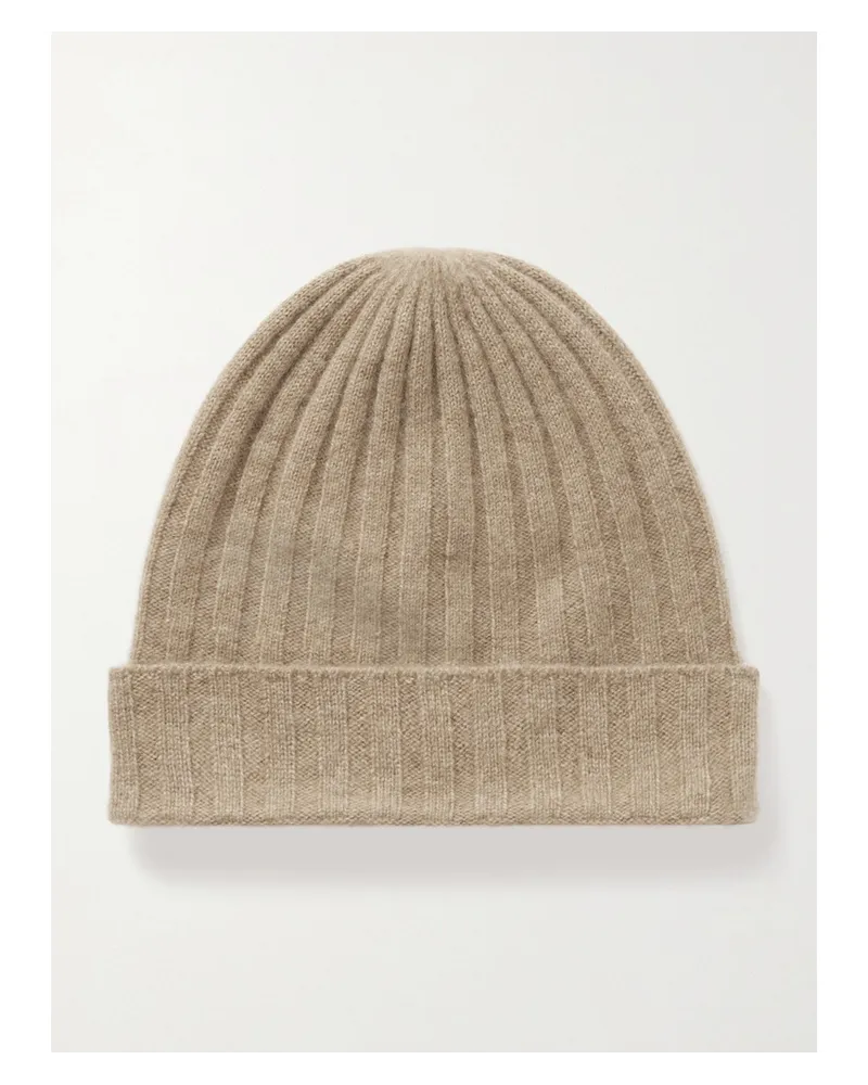 Totême Beanie aus Geripptem Kaschmir Braun