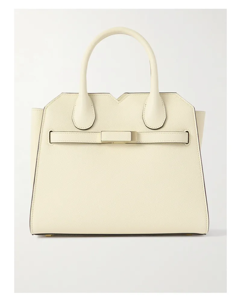 Valextra Milano Mini Textured-leather Tote - Cream Cream