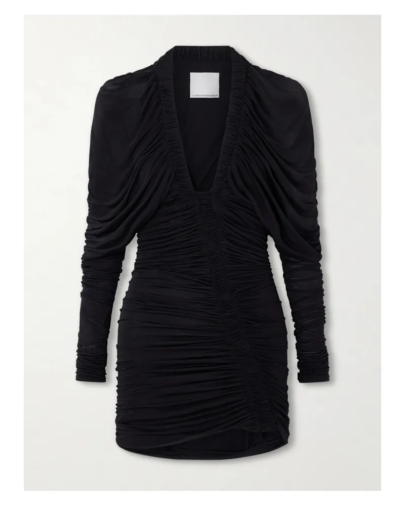 Christopher Esber Orion Minikleid Aus Gerafftem Stretch-jersey - Schwarz Schwarz