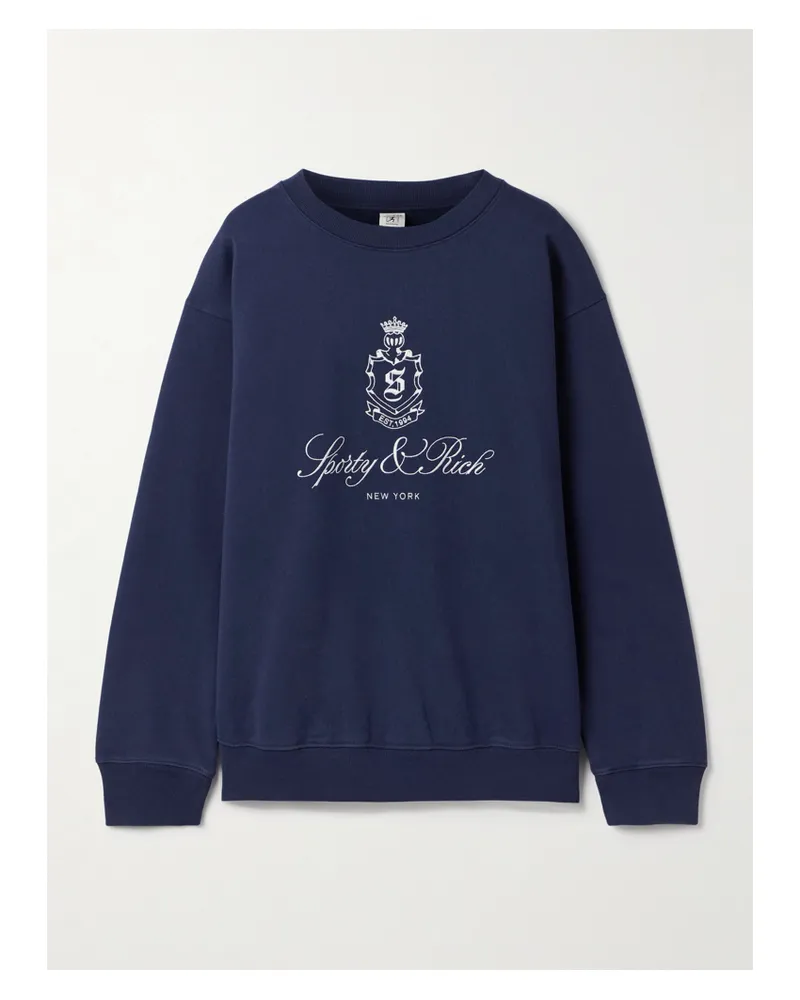 SPORTY & RICH Vendome Sweatshirt Aus Baumwoll-jersey Mit Stickerei - Blau Blau