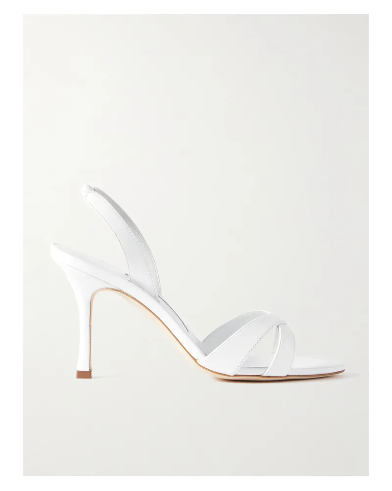Manolo Blahnik Callasli 90 Leather Slingback Sandals - White White