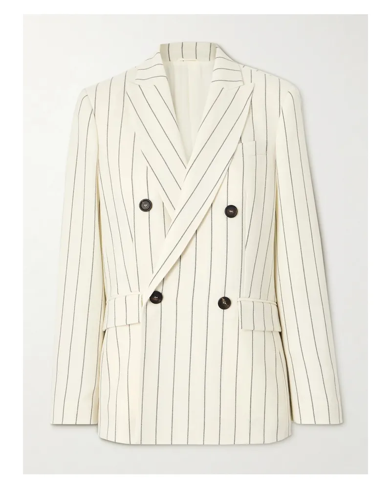 Brunello Cucinelli Panama Blazer Aus Grain De Poudre Aus Wolle Mit Nadelstreifen - Weiß Weiß