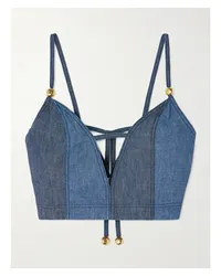 Loewe Paula's Ibiza Verkürztes Bustier aus Denim Blau