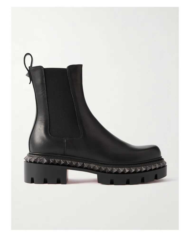 Christian Louboutin St Emilia Pyraclou Studded Leather Chelsea Boots - Black Black