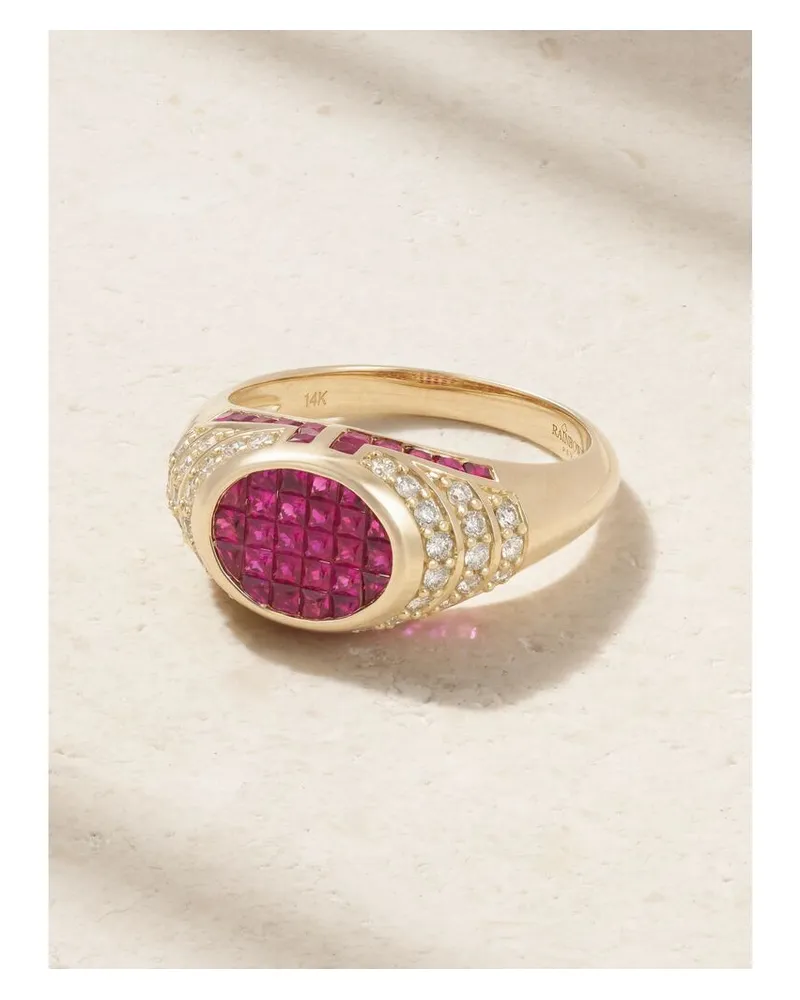 Rainbow K Lady Ring Aus 14 Karat Gold Mit Rubinen Und Diamanten Gold