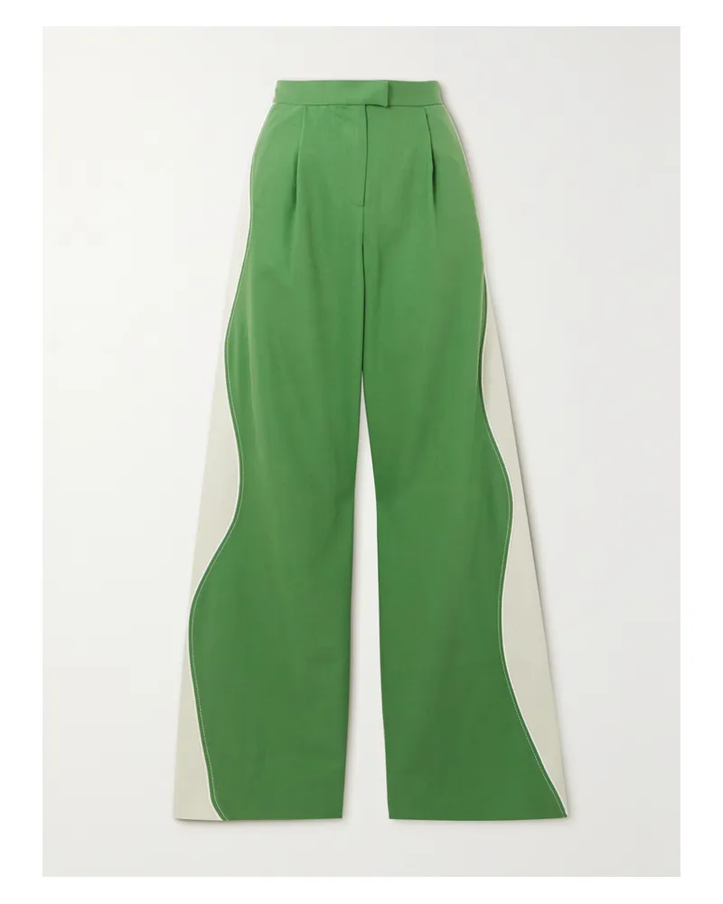 AHLUWALIA Lagos Hose Mit Weitem Bein Aus Lyocell-twill Und Stretch-baumwolle - Grün Grün