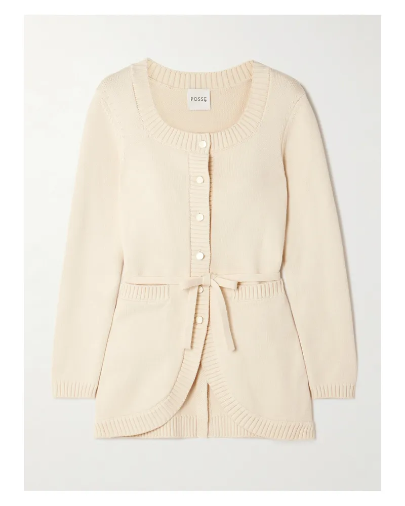 Posse Sabrina Cardigan Aus Strick Mit Bindegürtel - Creme Creme