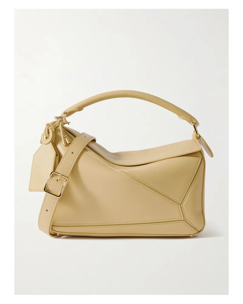 Loewe Featherlight Puzzle Small Textured-leather Shoulder Bag - Cream Cream
