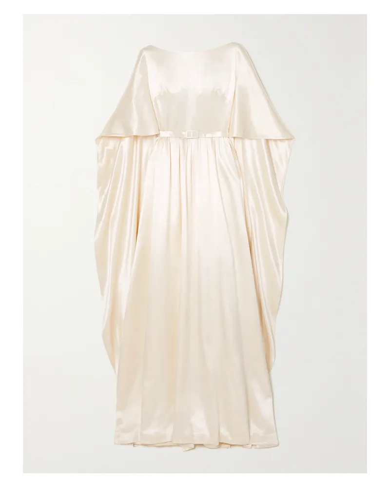 Huishan Zhang Lea Robe Aus Satin Mit Gürtel Und Cape-effekt - Elfenbein Elfenbein