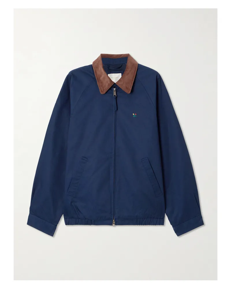 Aimé Leon Dore Embroidered Corduroy-trimmed Cotton-twill Blouson Jacket - Blue Blue