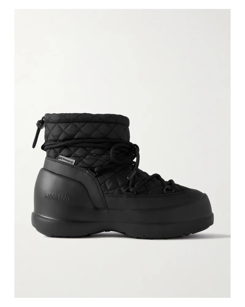 Moon Boot Mezzaluna Mid Rubber And Quilted Shell Snow Boots - Black Black