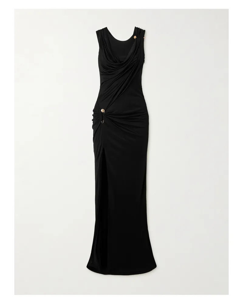 Versace Robe Aus Stretch-jersey Mit Raffungen Und Verzierung - Schwarz Schwarz