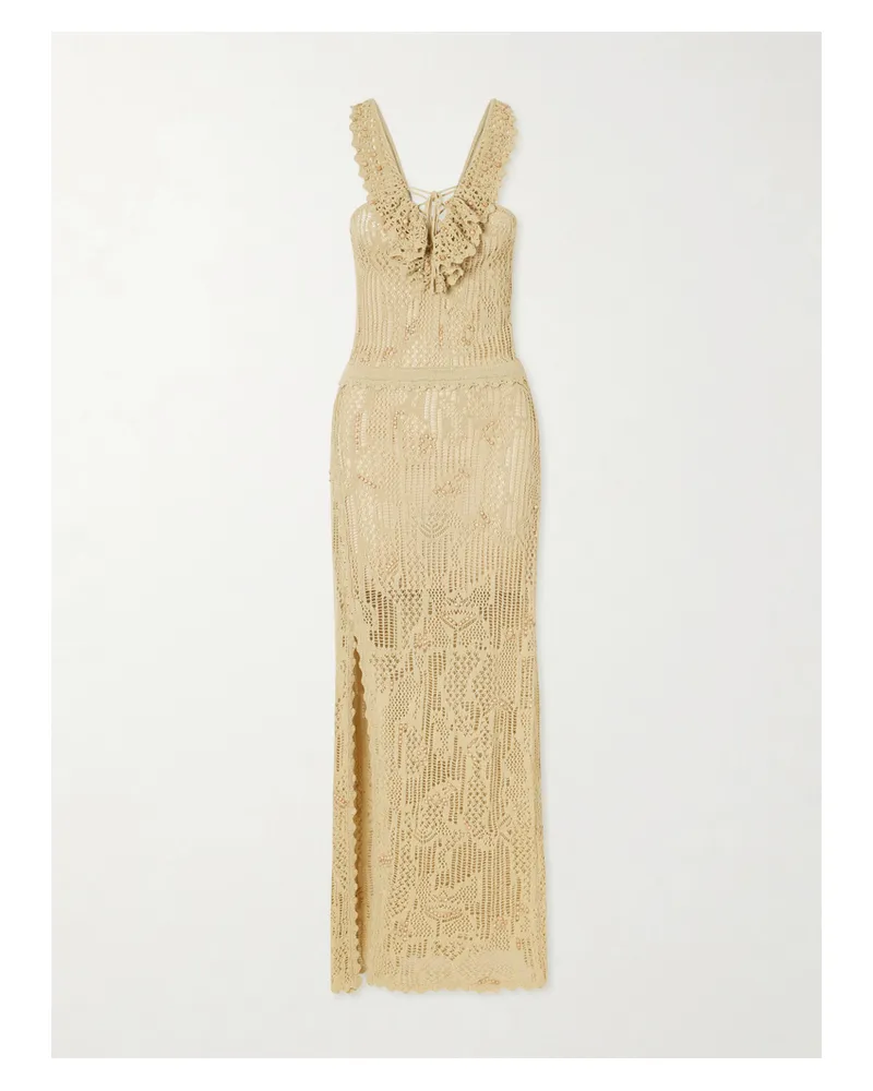 Isabel Marant Ornella Embellished Crocheted Cotton-blend Midi Dress - Neutrals Neutrals
