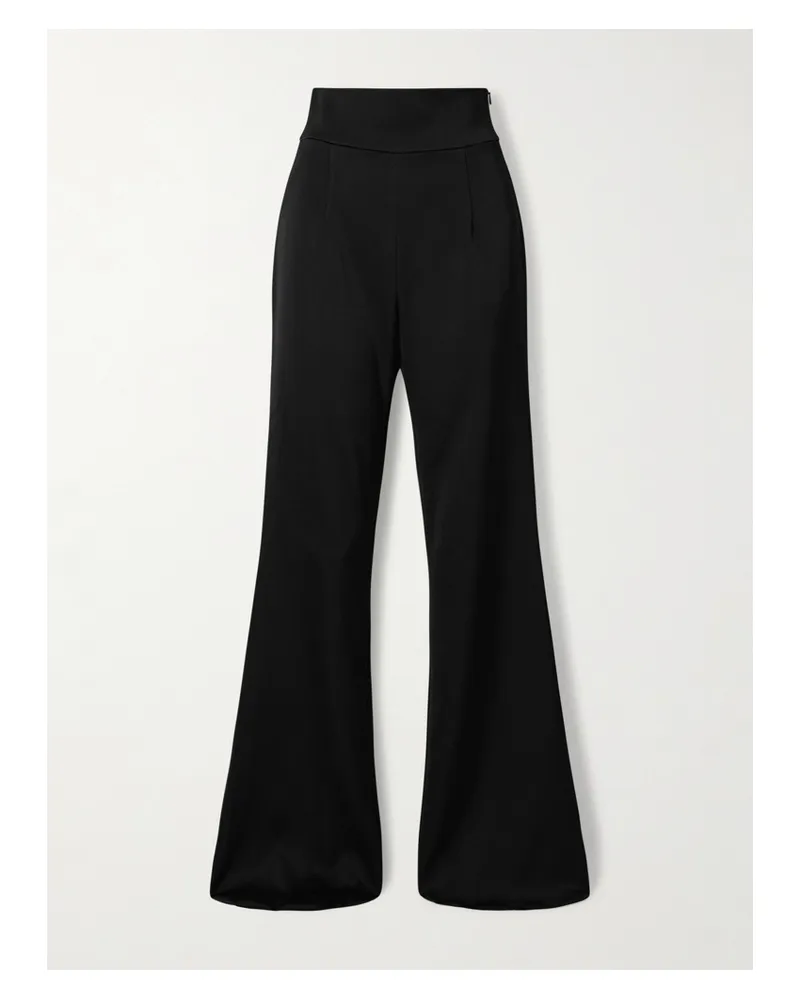 GALVAN Satin Flared Pants - Black Black
