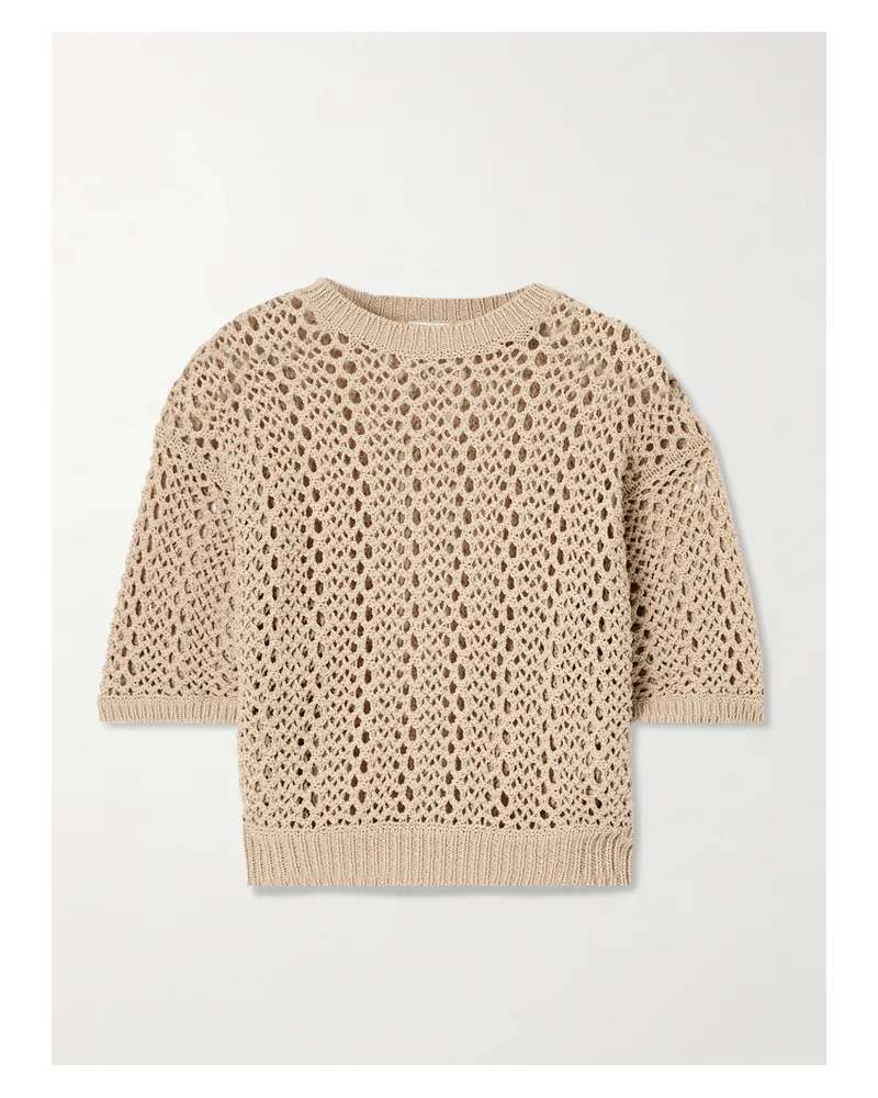 Brunello Cucinelli Pullover Aus Einer Baumwollmischung In Lochstrick - Neutral Neutral