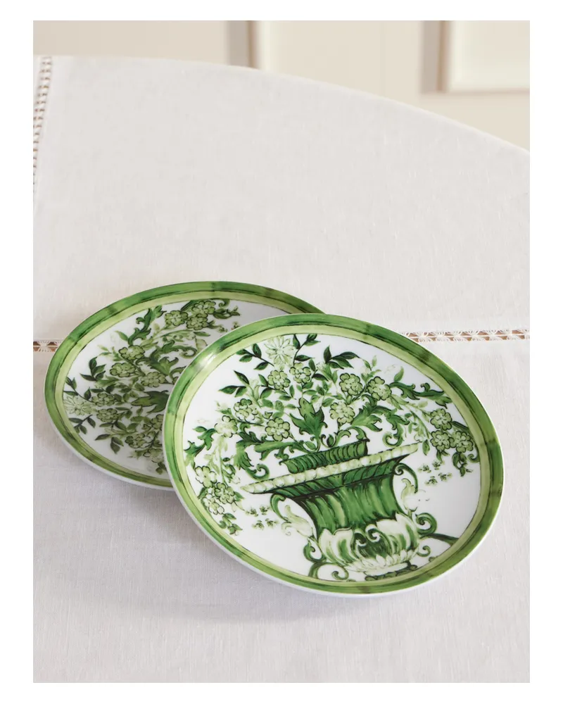 Dolce & Gabbana Set Aus Zwei Bemalten Porzellantellern - Grün Grün
