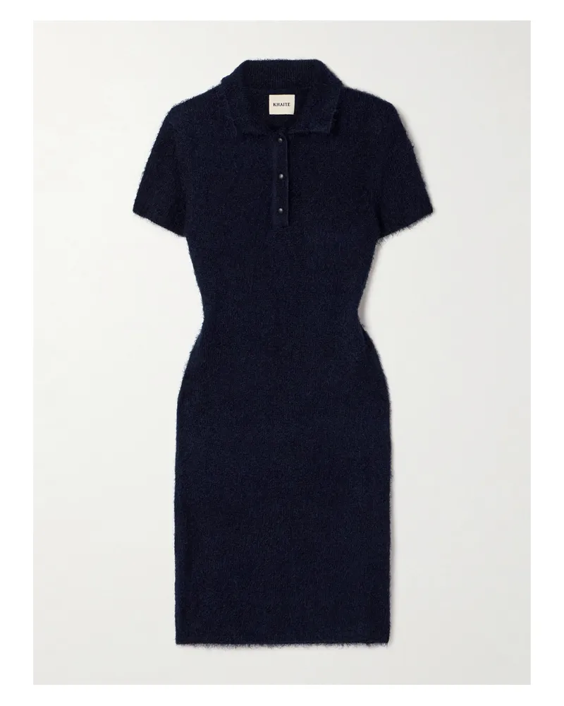 KHAITE Gracielab Mini-hemdblusenkleid Aus Einer Gebürsteten Seiden-kaschmirmischung - Blau Blau
