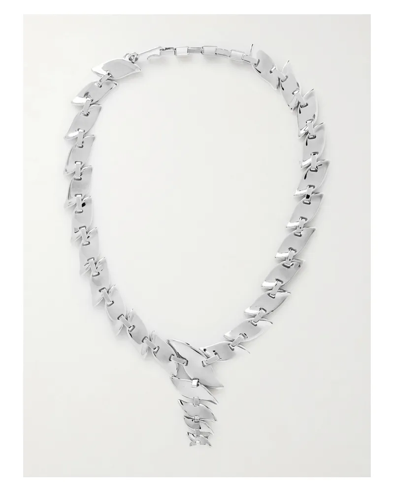 KHAITE Leaf Silver-tone Necklace Silver