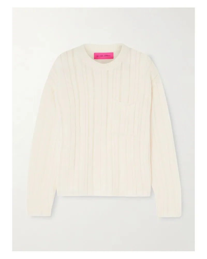 The Elder Statesman Nimbus Solids Pullover Aus Einer Kaschmir-baumwollmischung In Rippstrick - Weiß Weiß