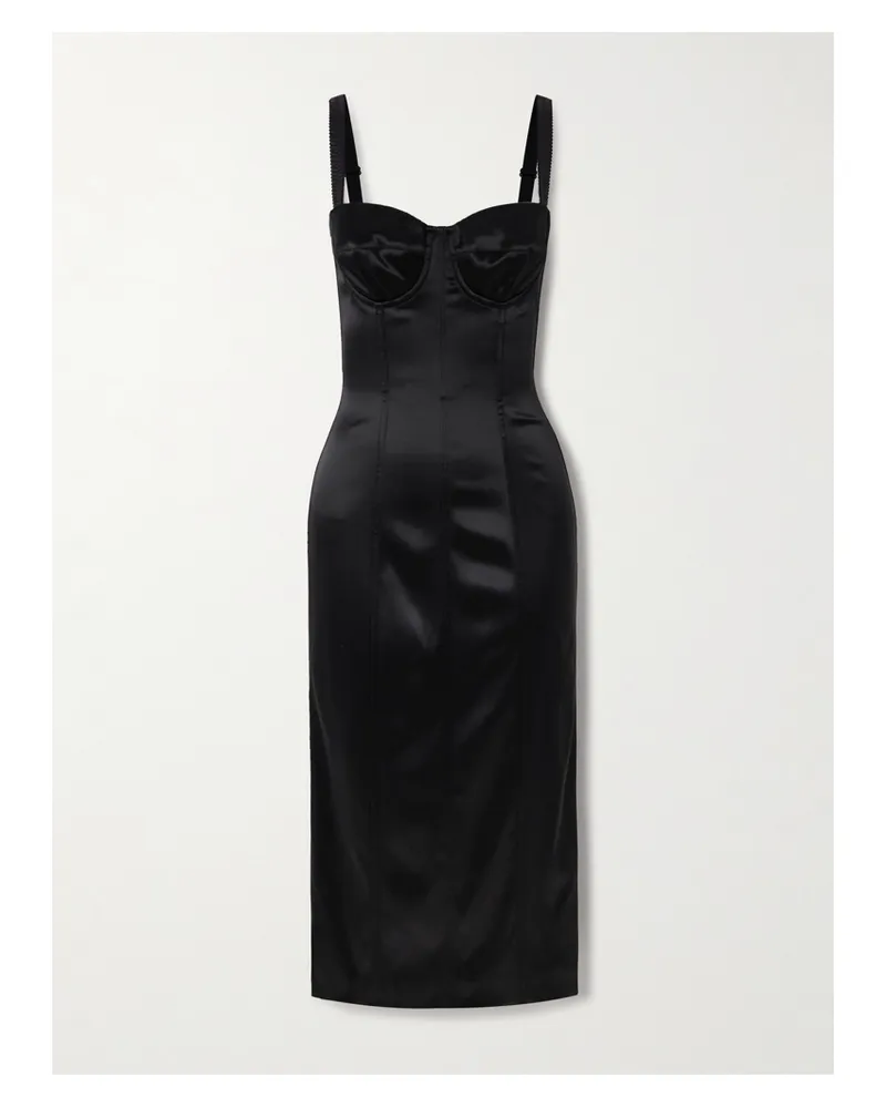 Dolce & Gabbana Midikleid Aus Satin - Schwarz Schwarz