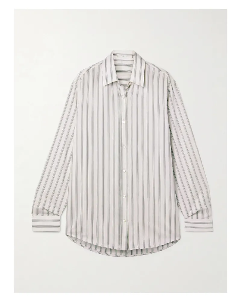 The Row Eirlys Oversized-hemd Aus Gestreiftem Crêpe De Chine Aus Seide - Creme Creme