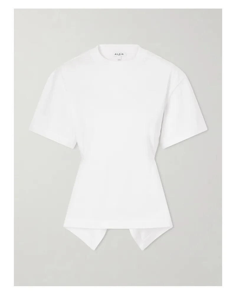 Alaïa Pleated Cotton-jersey T-shirt - White White
