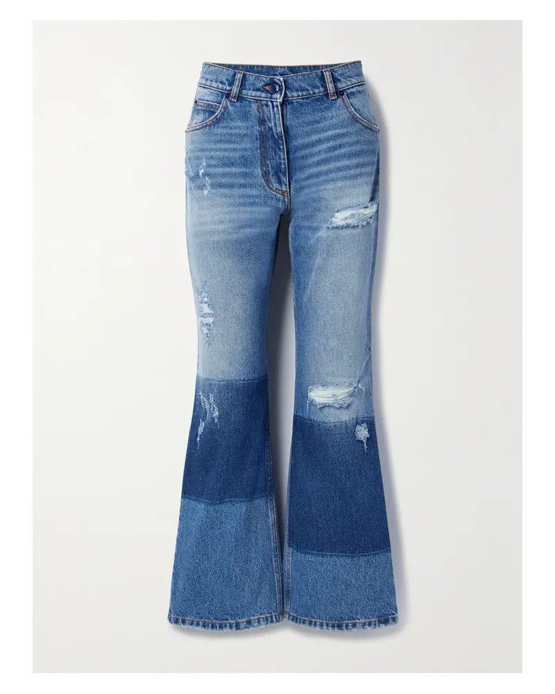 Moncler 8 Palm Angels Hoch Sitzende Jeans Mit Geradem Bein In Distressed-optik - Blau Blau