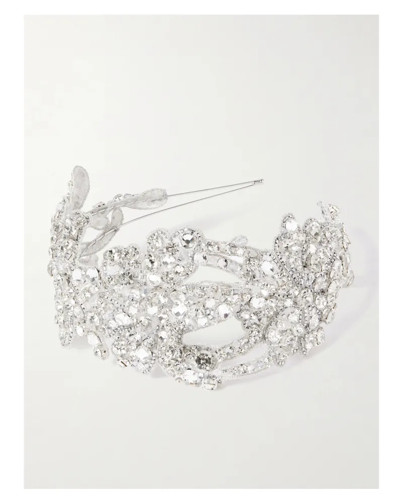 Jennifer Behr Tressa Embellished Rhodium-plated Headband - Neutrals Neutrals