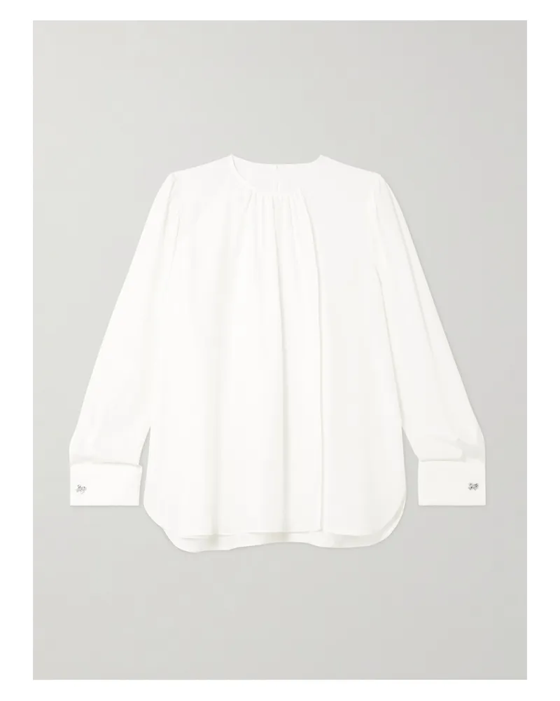Max Mara Carol Seidenbluse Mit Raffungen - Weiß Weiß