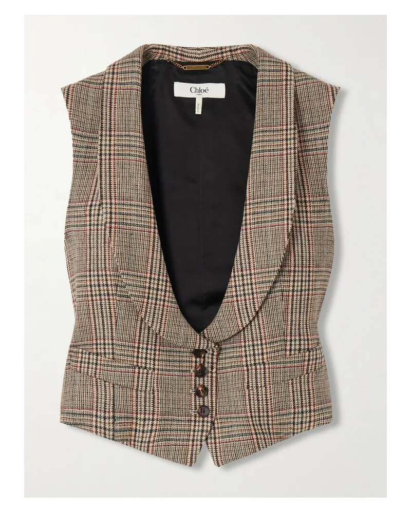 Chloé Weste Aus Einer Karierten Wollmischung - Braun Braun