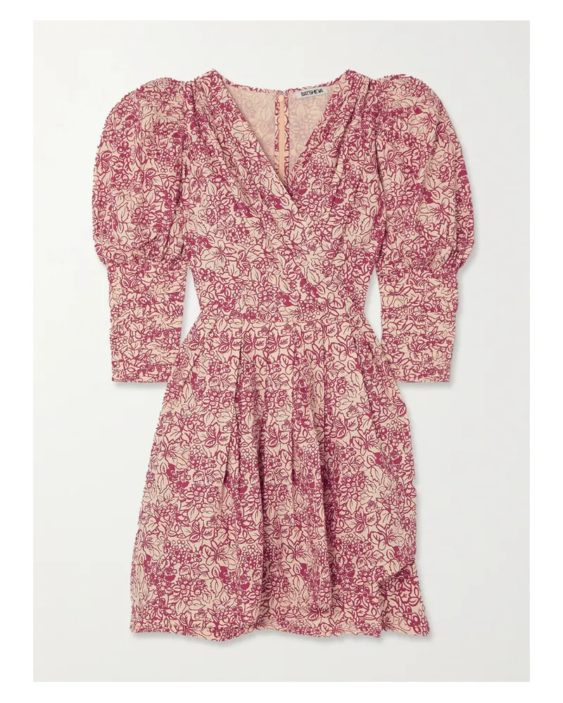 BATSHEVA Izra Minikleid Aus Baumwollpopeline Mit Blumenprint - Rot Rot