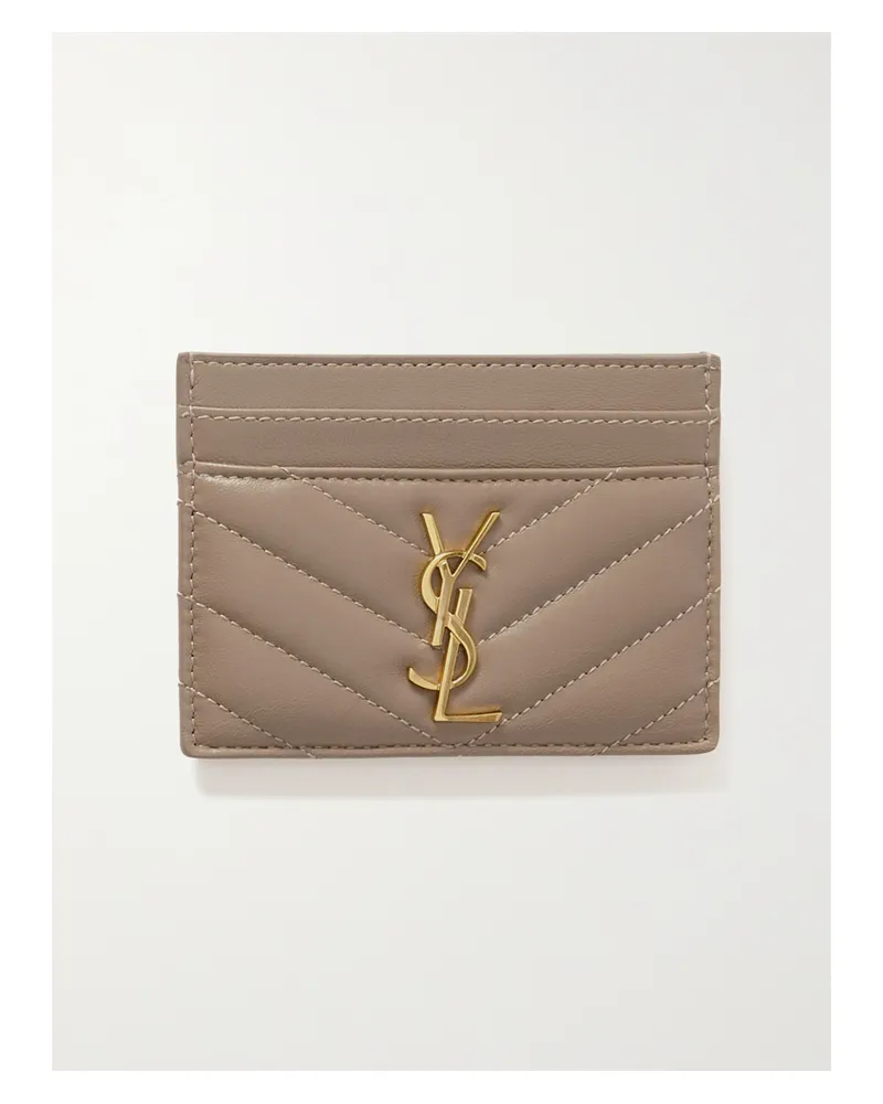 Saint Laurent Cassandre Matelassé Leather Cardholder - Gray Gray