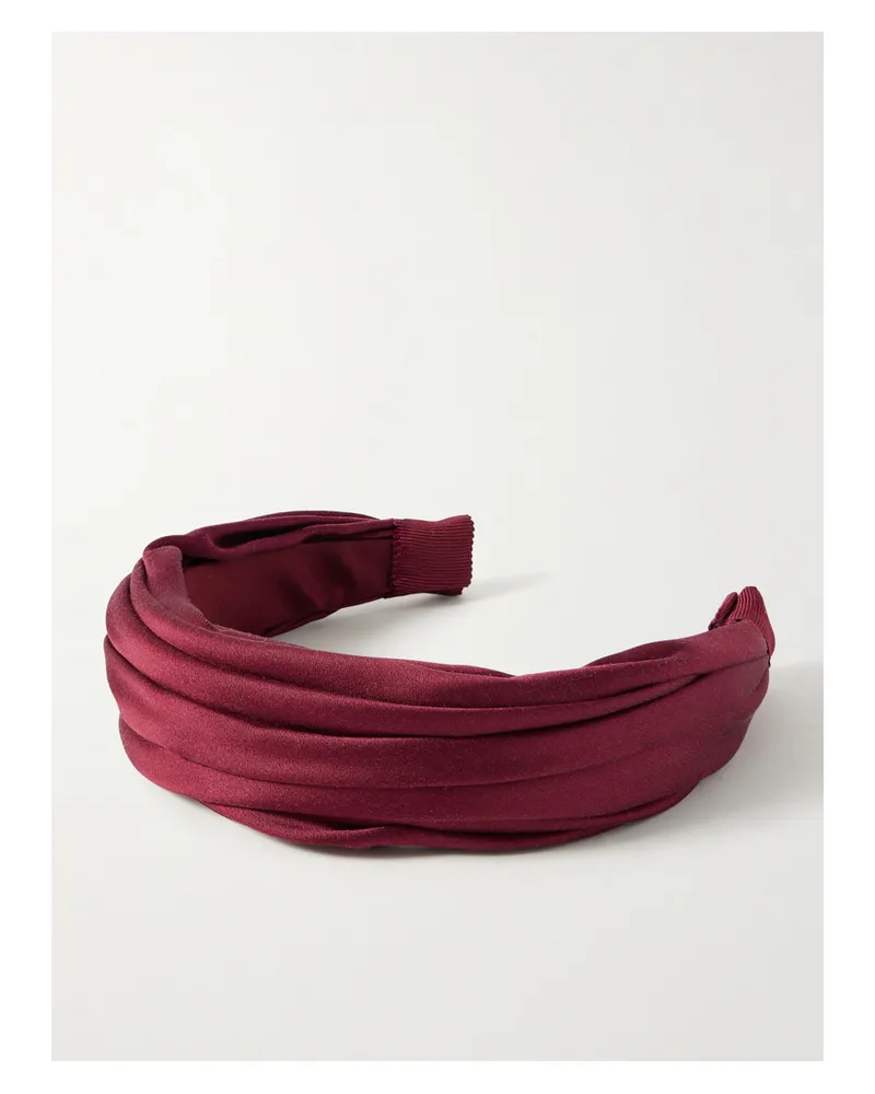 Jennifer Behr Sabrina Ruched Satin Headband - Red Red