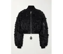 Alpha Industries Ma-1 Cropped Laser-cut Padded Shell Bomber Jacket - Black