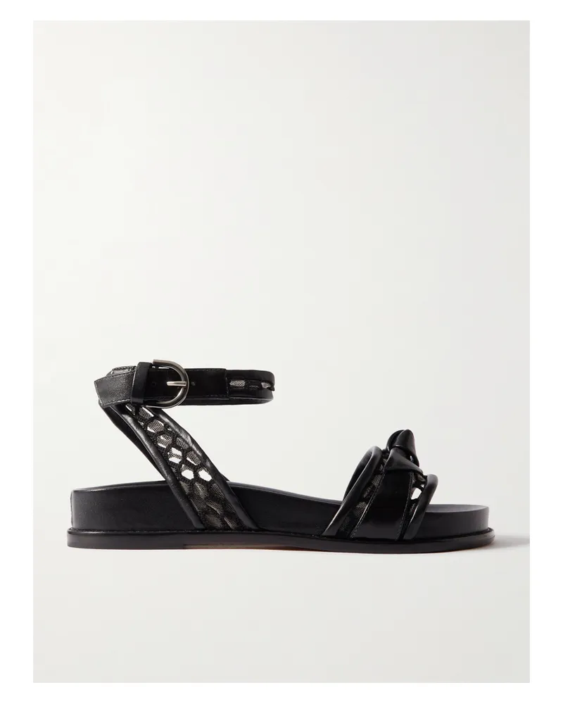 Alexandre Birman Clarita Sandalen Aus Leder Mit Spitzeneinsätzen Und Knoten - Schwarz Schwarz