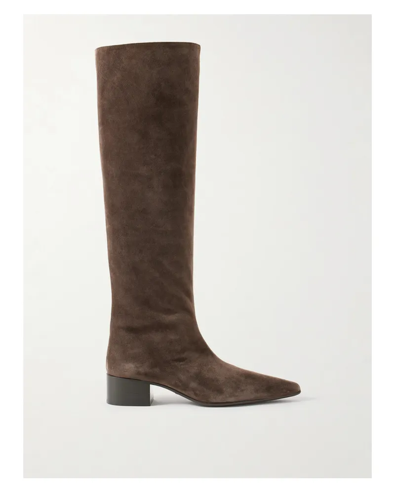 KHAITE Andee Kniehohe Stiefel Aus Veloursleder - Ecru Ecru