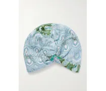 Metallic Crochet-knit Turban - Blue