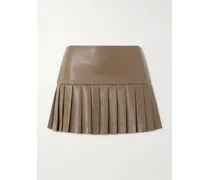 Minirock Aus Synthetischem Material Mit Falten - Braun